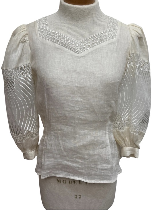 Vintage Tops - Vintage Cloak Of Many Colors Liberty Lucrezia Linen Blouse Top Size 6 Sheer Vict